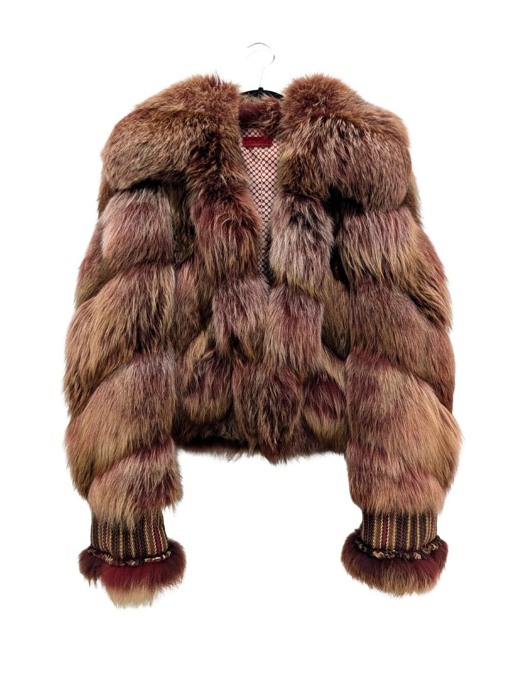 Solleciti Red Brown Fox Fur Jacket Coat Size Small